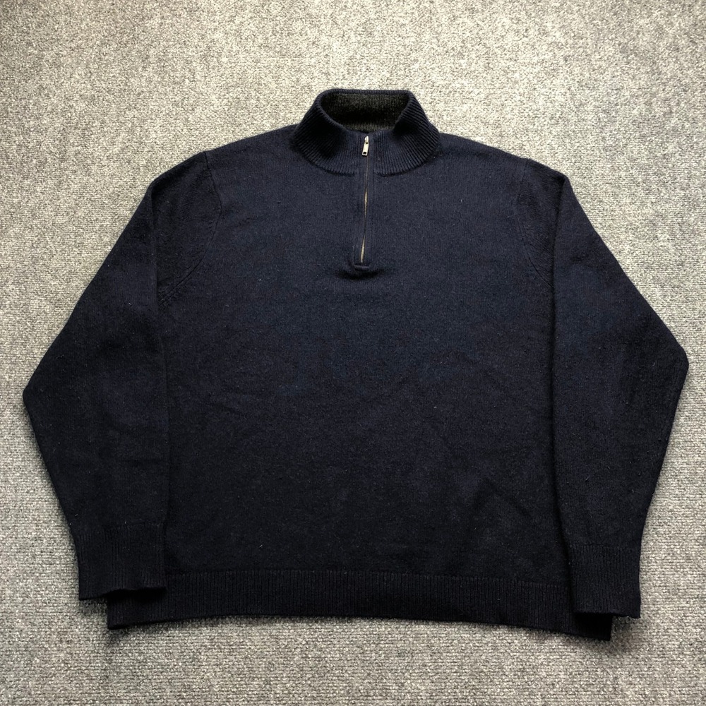 Patagonia Mens Recycled Cashmere Quarter Zip Sweater Navy Blue  XXL